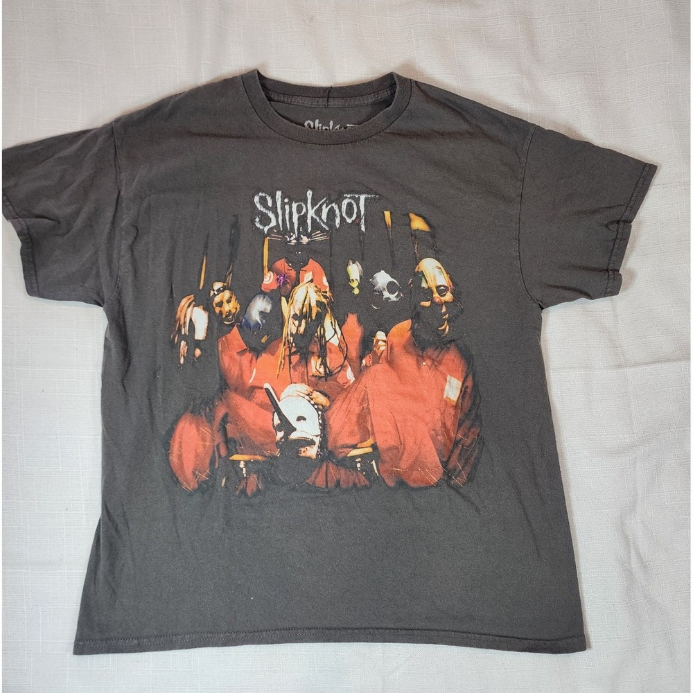 Slipknot Self Titled Era Group Portrait Band T-Shirt Charcoal Gray Large L 2023